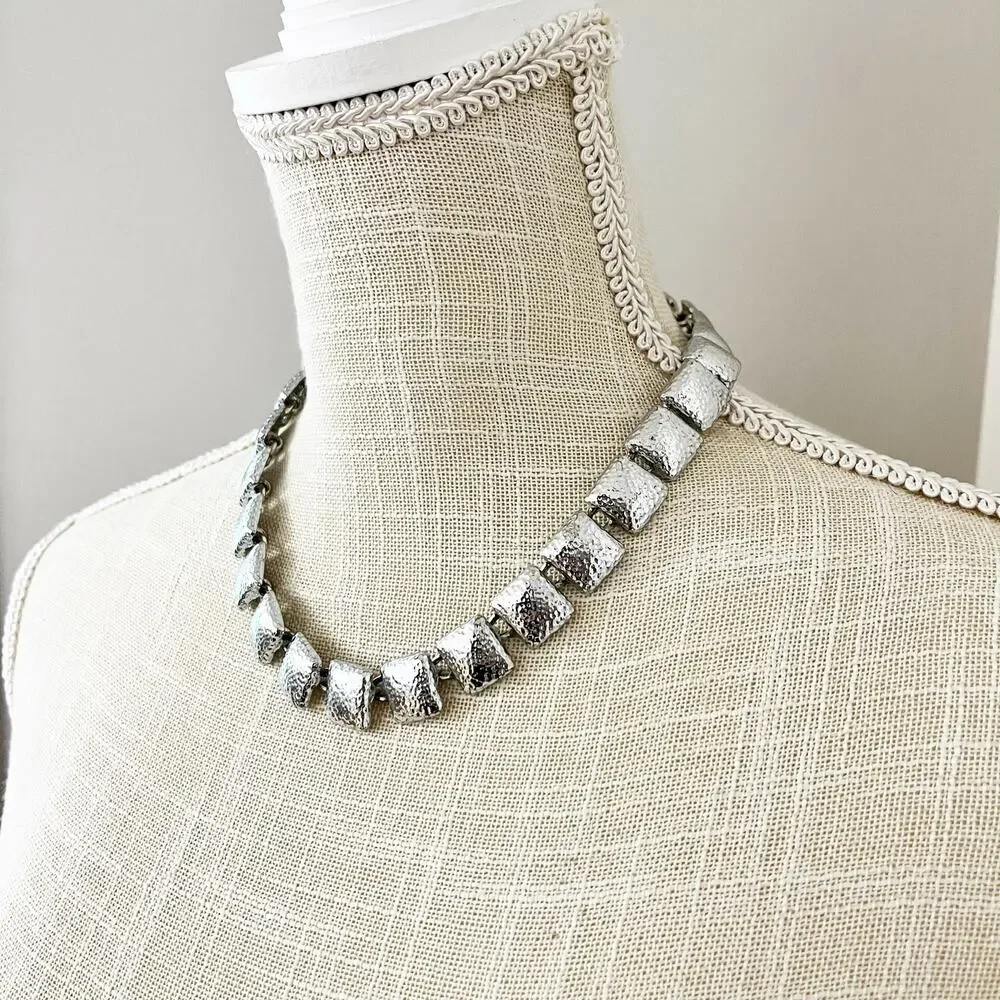 Anne Klein II Vintage Silver Tone Textured Necklace